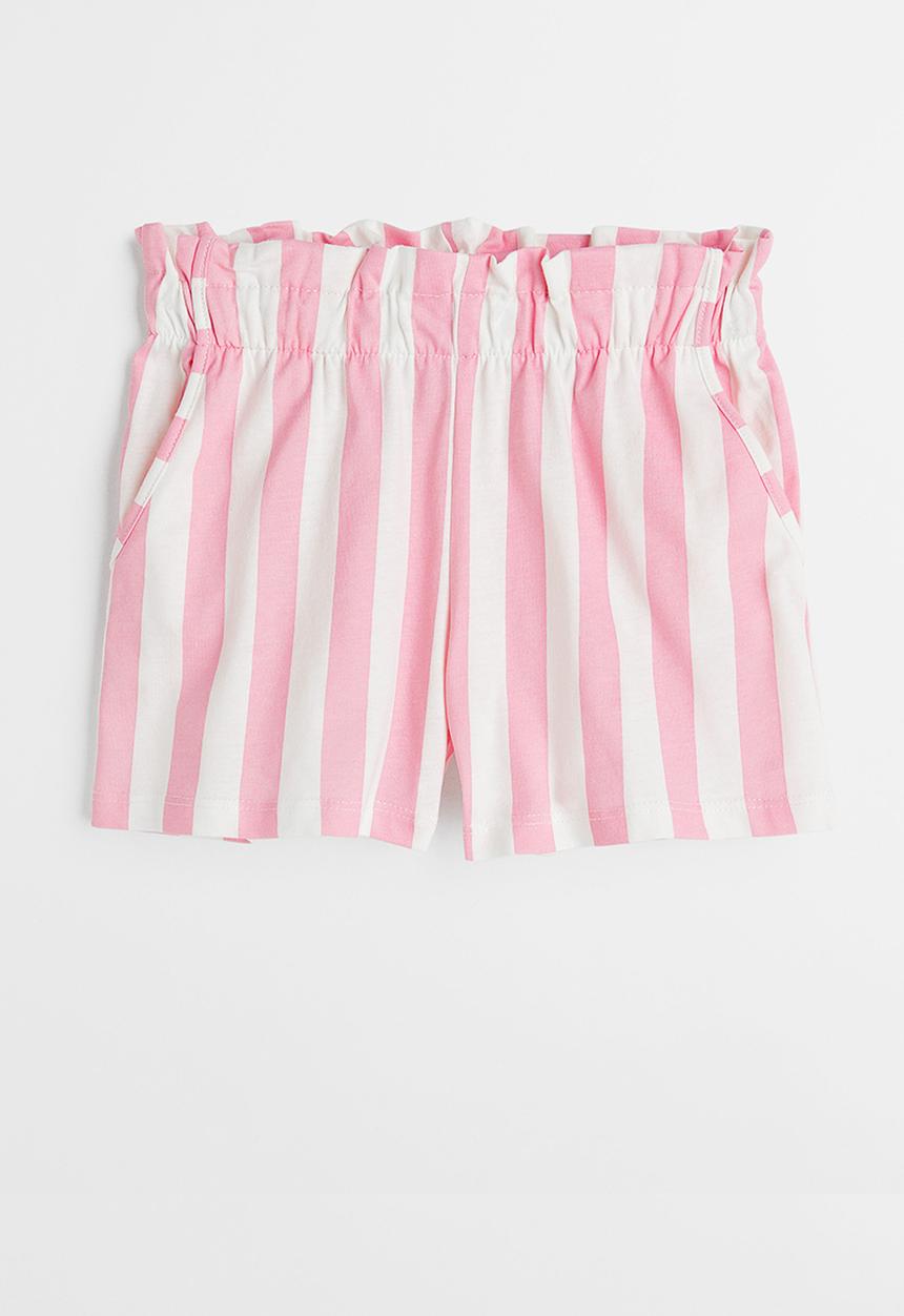 H&M - Cotton jersey shorts - light pink/striped 