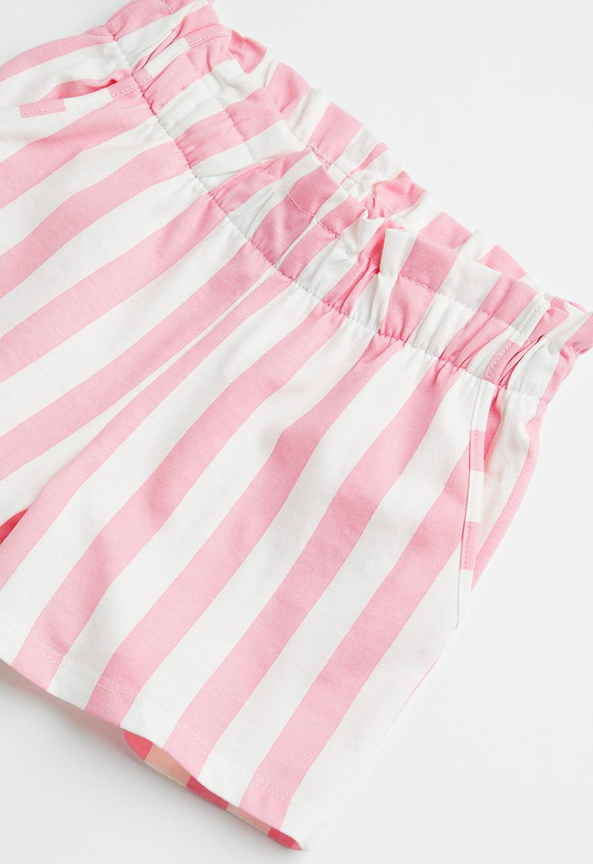 H&M - Cotton jersey shorts - light pink/striped 