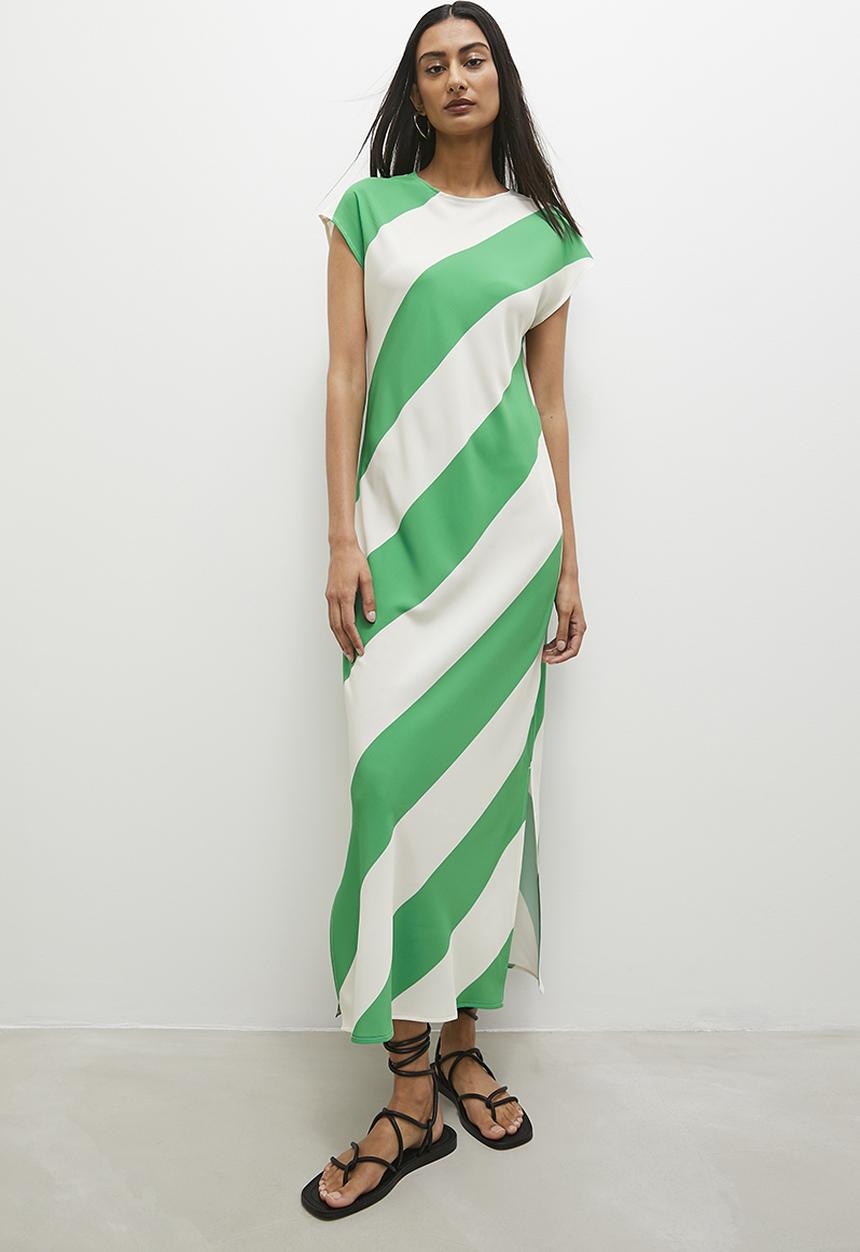 Superbalist - Extended sleeve minimal maxi dress - green stripe
