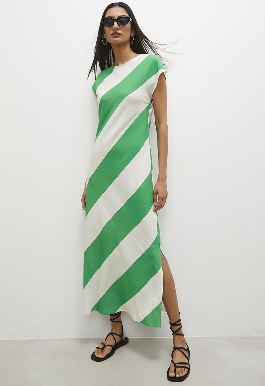 Superbalist - Extended sleeve minimal maxi dress - green stripe