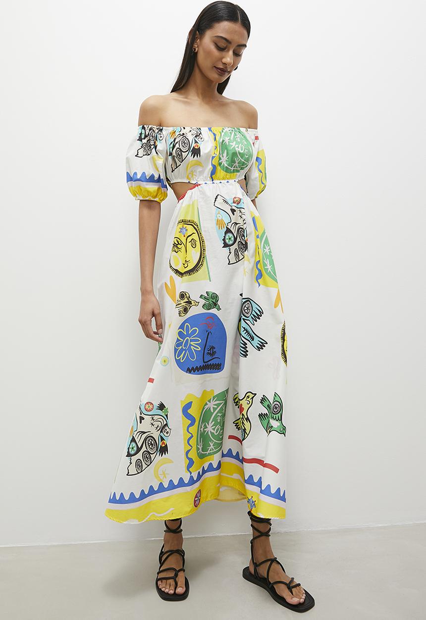 Superbalist - Bardot fit & flare midi dress - scarf face print