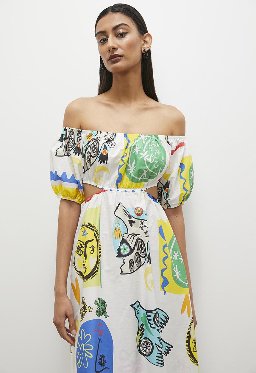 Superbalist - Bardot fit & flare midi dress - scarf face print