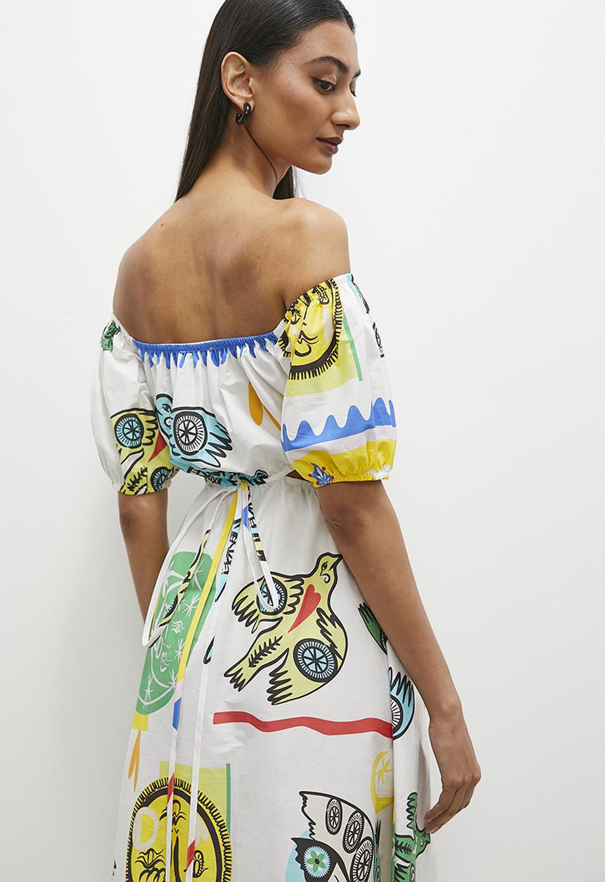 Superbalist - Bardot fit & flare midi dress - scarf face print
