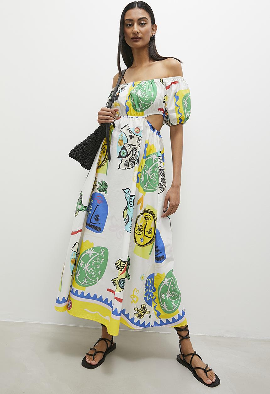 Superbalist - Bardot fit & flare midi dress - scarf face print