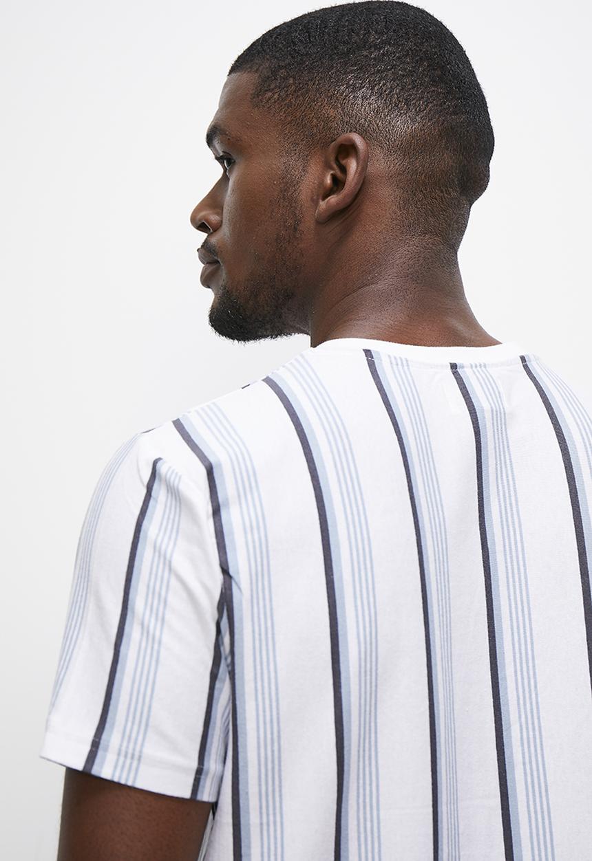 Lark & Crosse - Vertical stripe tee - white & blue