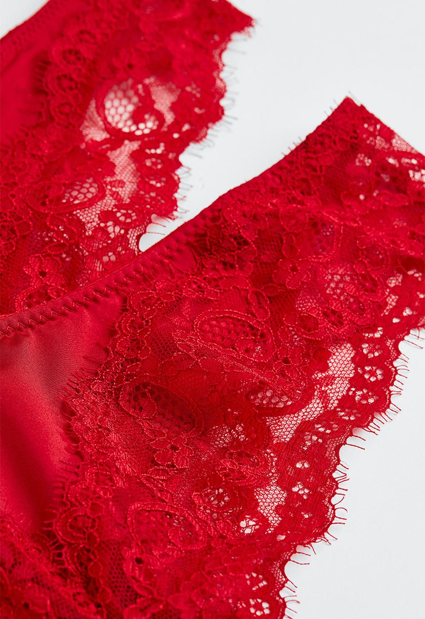 H&M - 2 Pack lace brazilian briefs - red