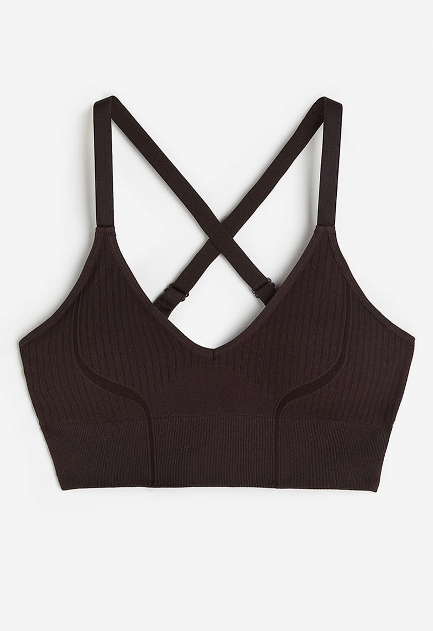 H&M - Drymove™ medium support sports bra - dark brown