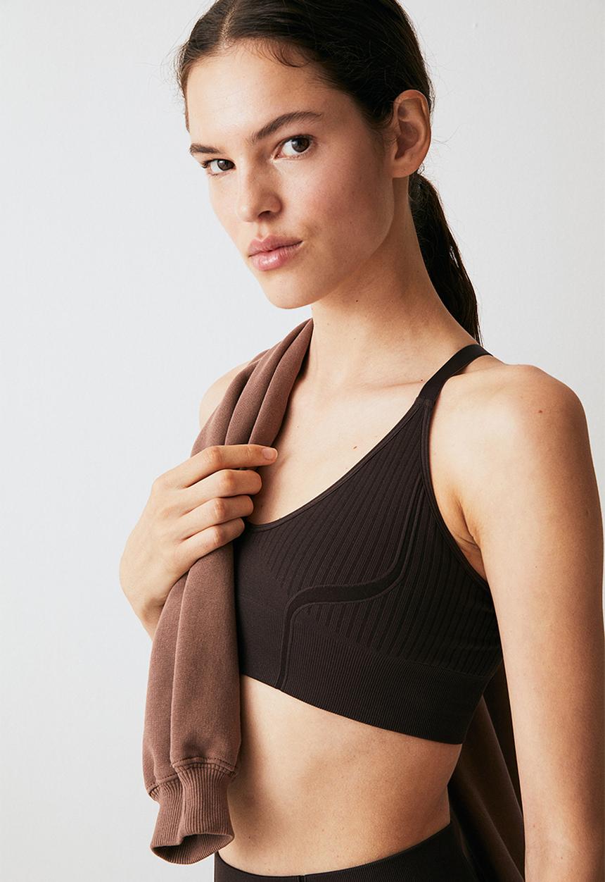 H&M - Drymove™ medium support sports bra - dark brown