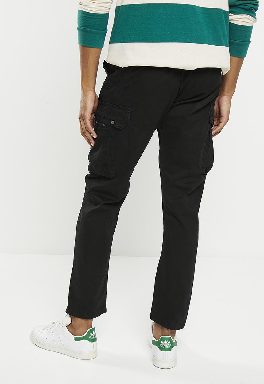 basicthread - Sira peached finished cargo utility pants - black