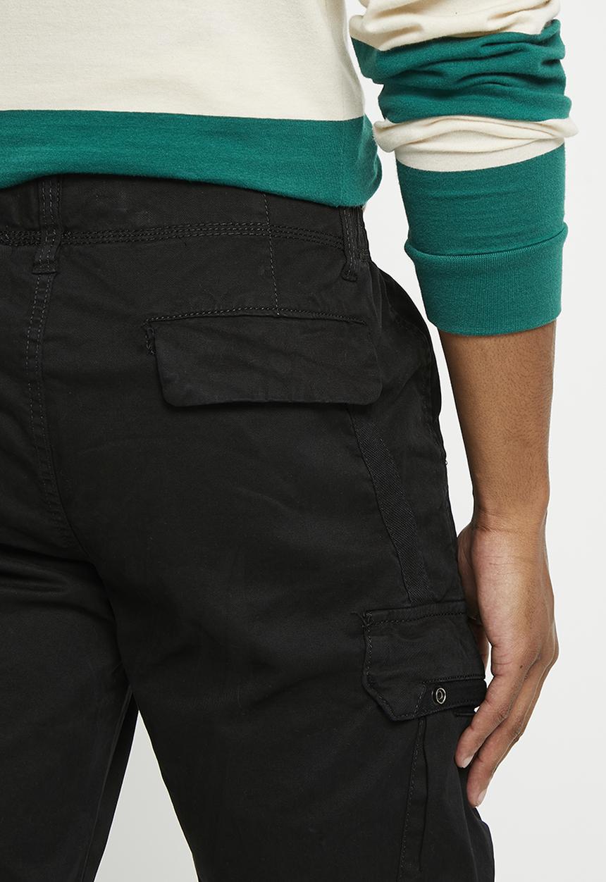 basicthread - Sira peached finished cargo utility pants - black