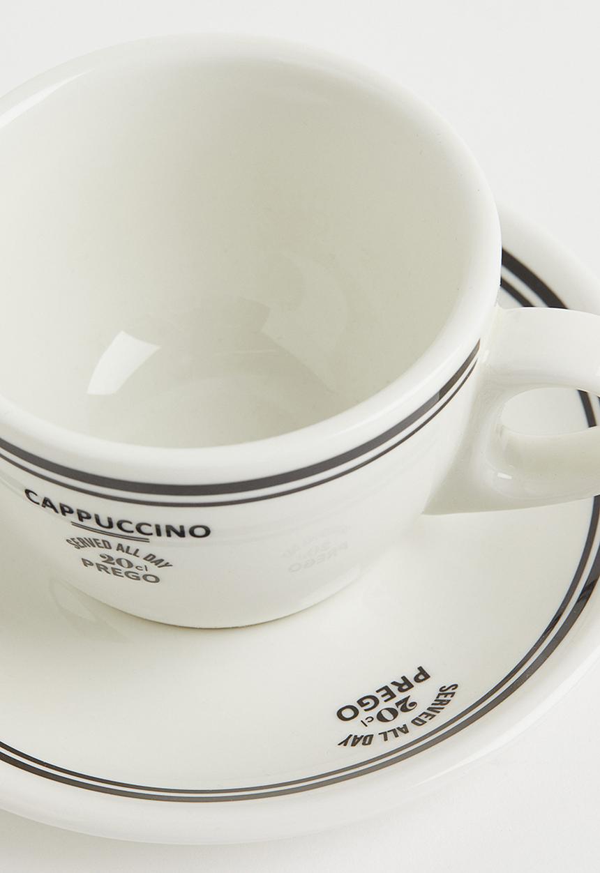 H&M - Cappuccino cup and saucer - white/black