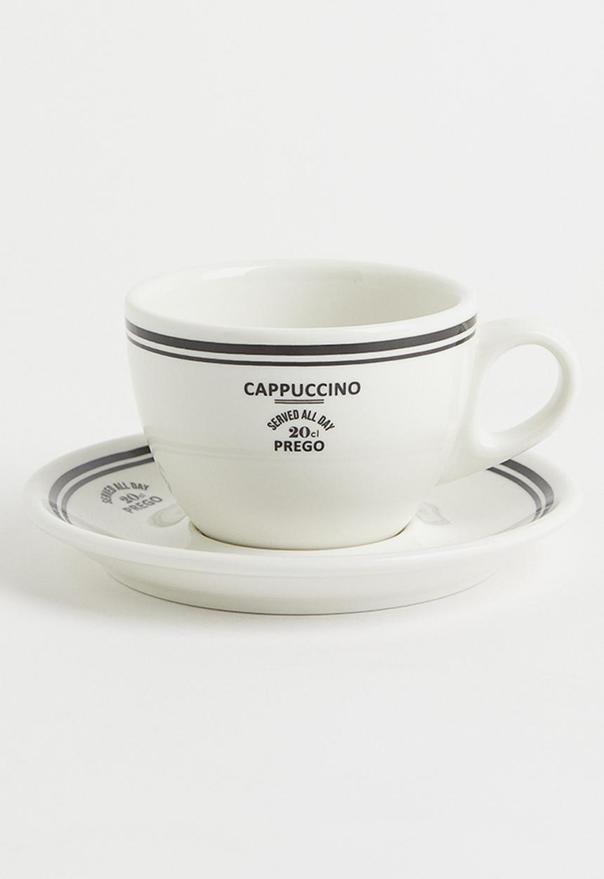 H&M - Cappuccino cup and saucer - white/black