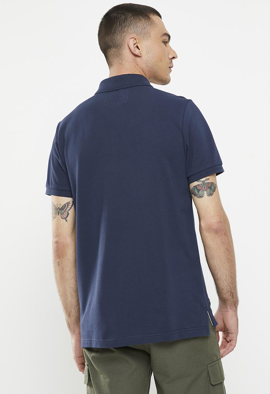 Aca Joe - Mens Aca Joe Pique Regular Fit Logo Embroidery Golfer - Dress Blue