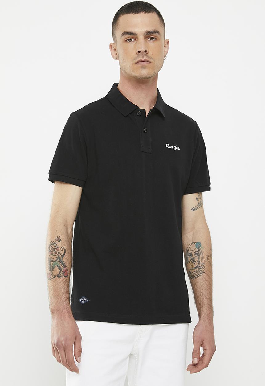 Aca Joe - Mens Aca Joe Pique Regular Fit Logo Embroidery Golfer - Caviar