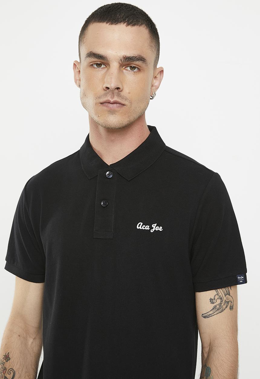 Aca Joe - Mens Aca Joe Pique Regular Fit Logo Embroidery Golfer - Caviar