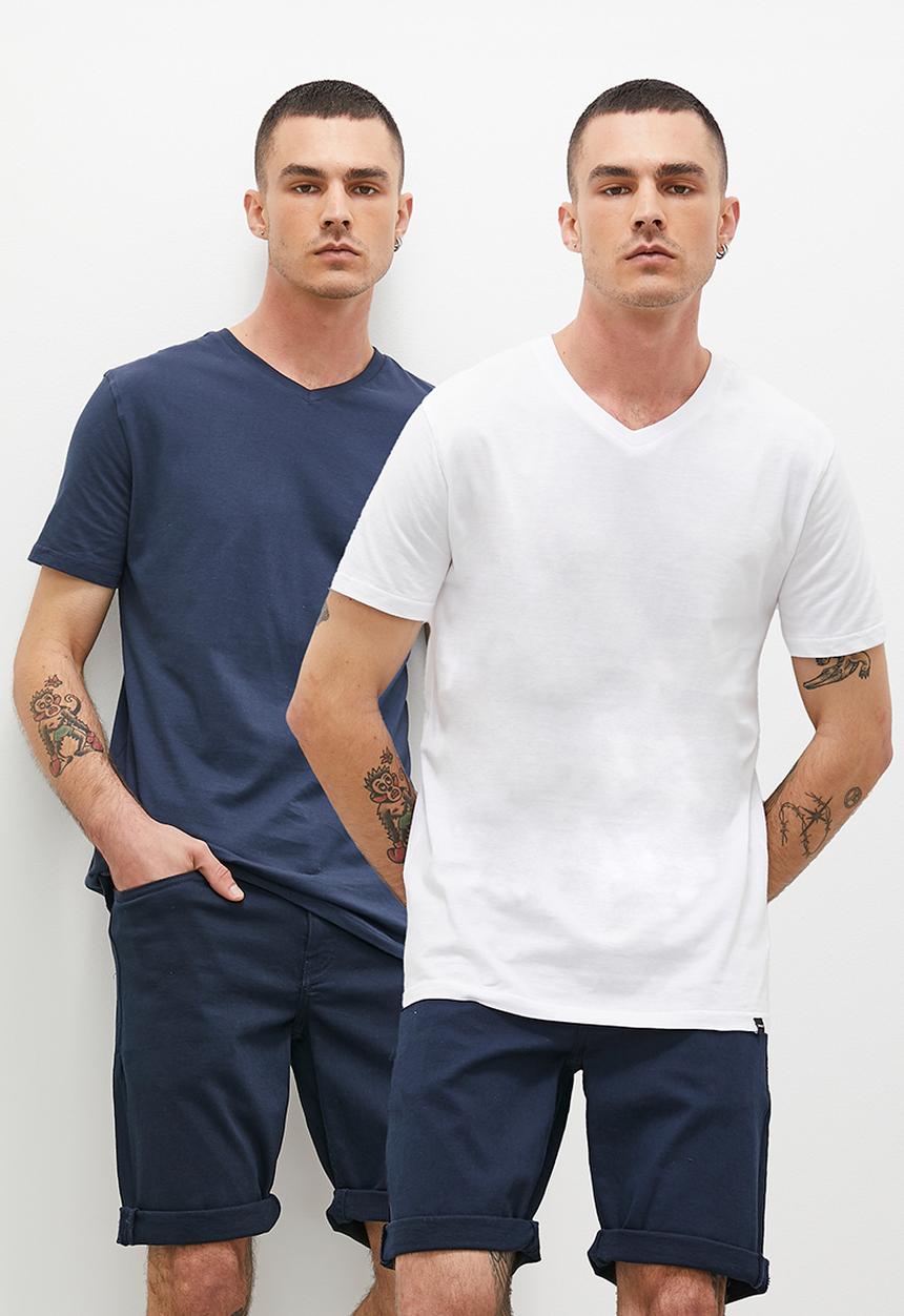 Superbalist - 2 Pack dean bci v-neck tees - navy / white