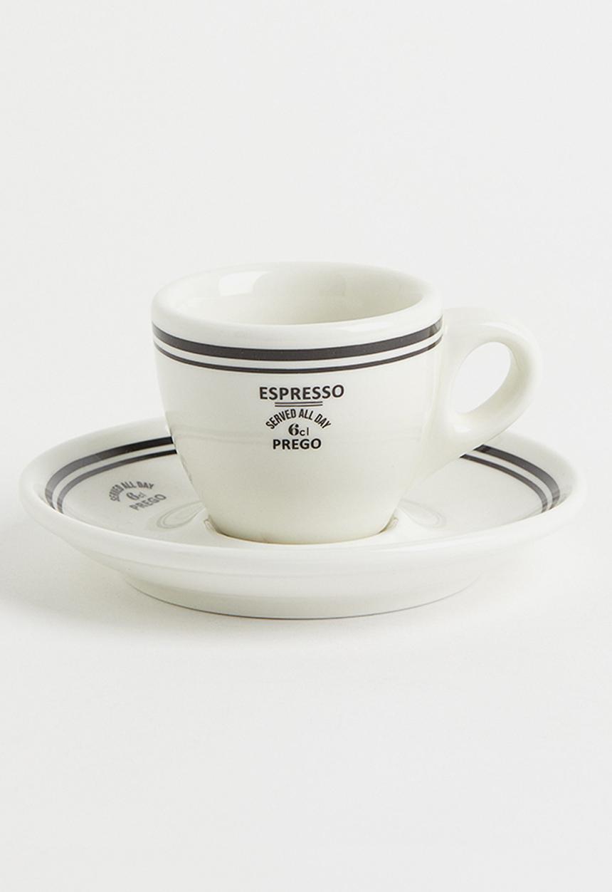 H&M - Espresso cup and saucer - white/black