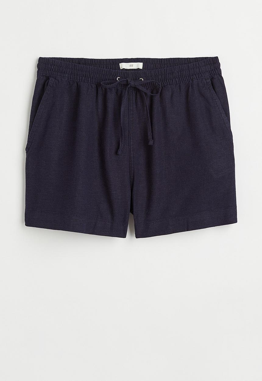 H&M - Linen-blend shorts - dark blue 
