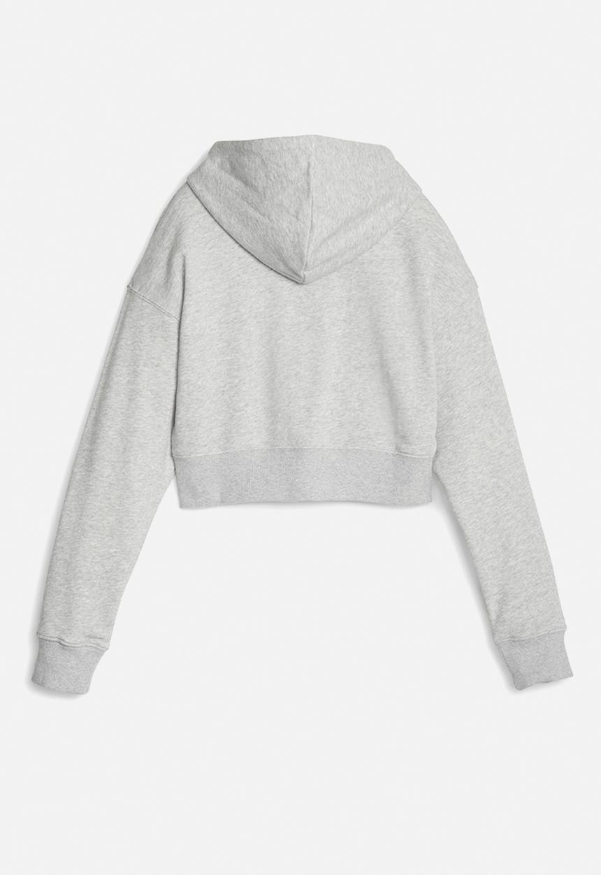 PUMA - Classics cropped hoodie tr - light gray heather