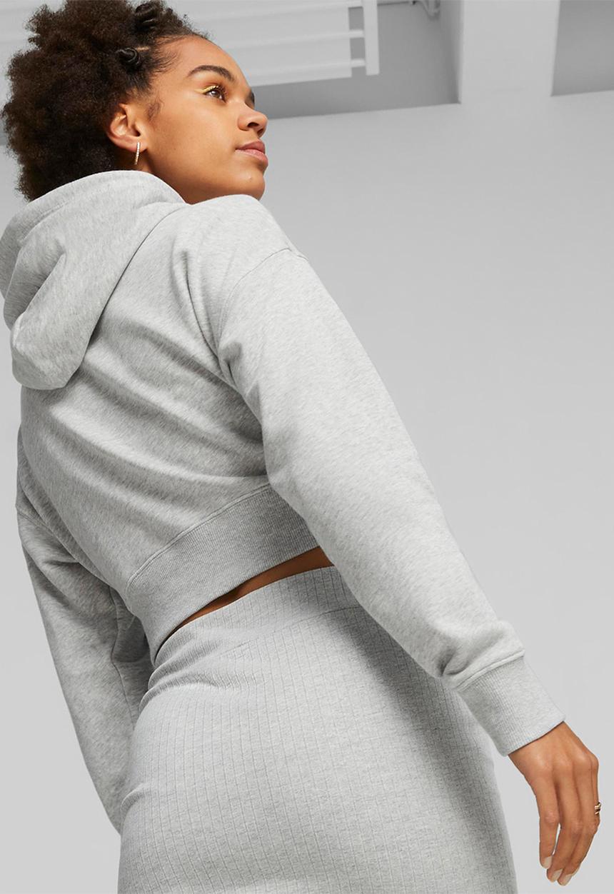 PUMA - Classics cropped hoodie tr - light gray heather