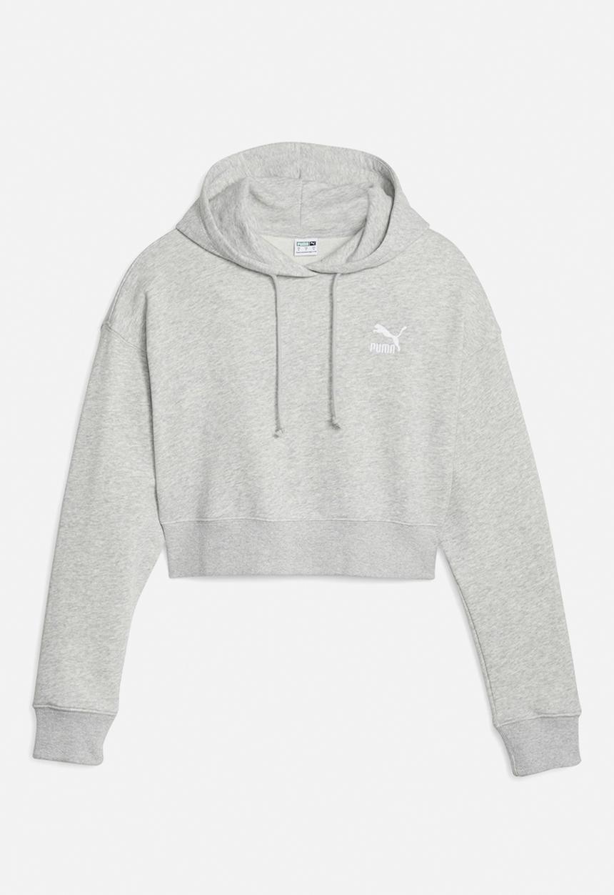 PUMA - Classics cropped hoodie tr - light gray heather