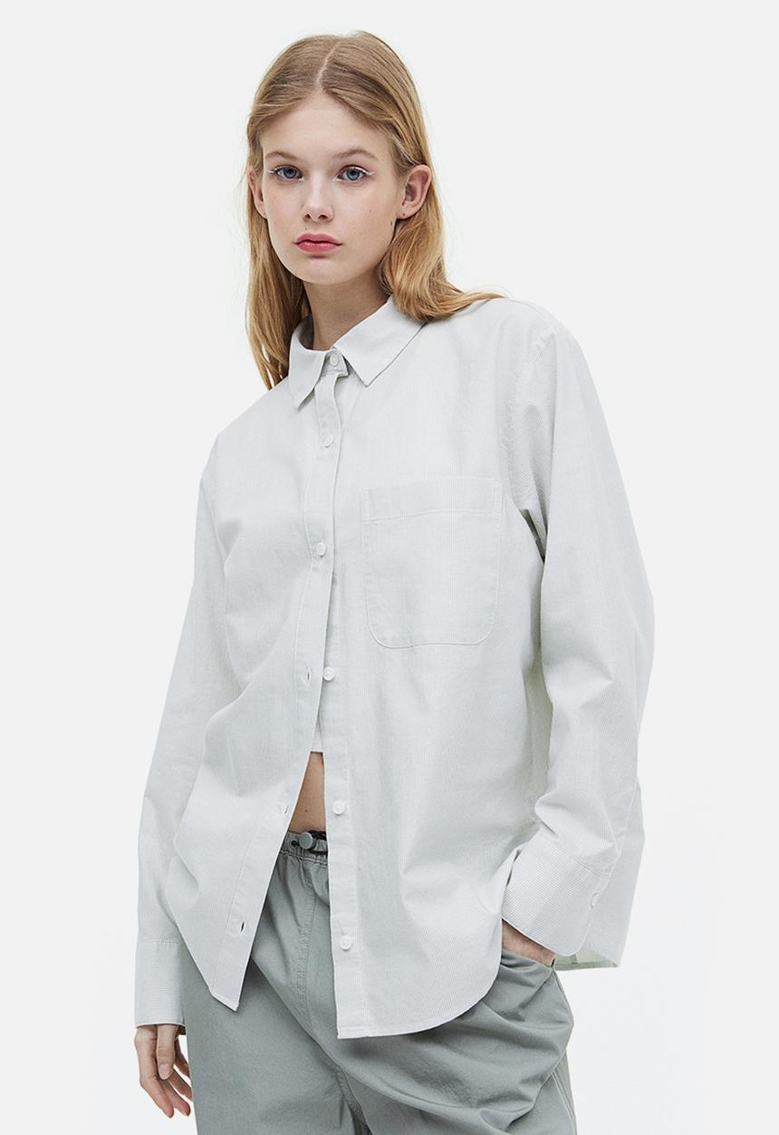 H&M - Oxford shirt - light green/striped