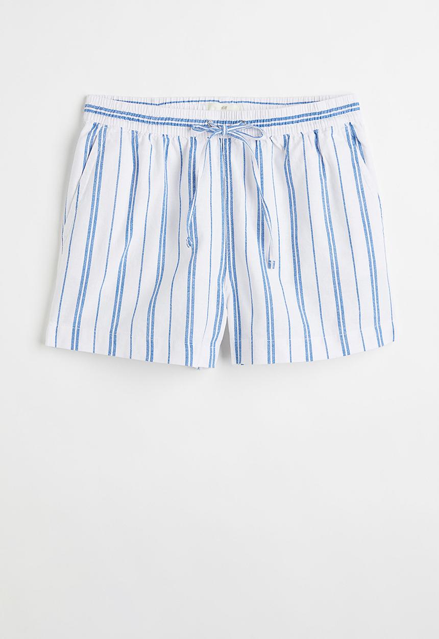 H&M - Linen-blend shorts - white/striped