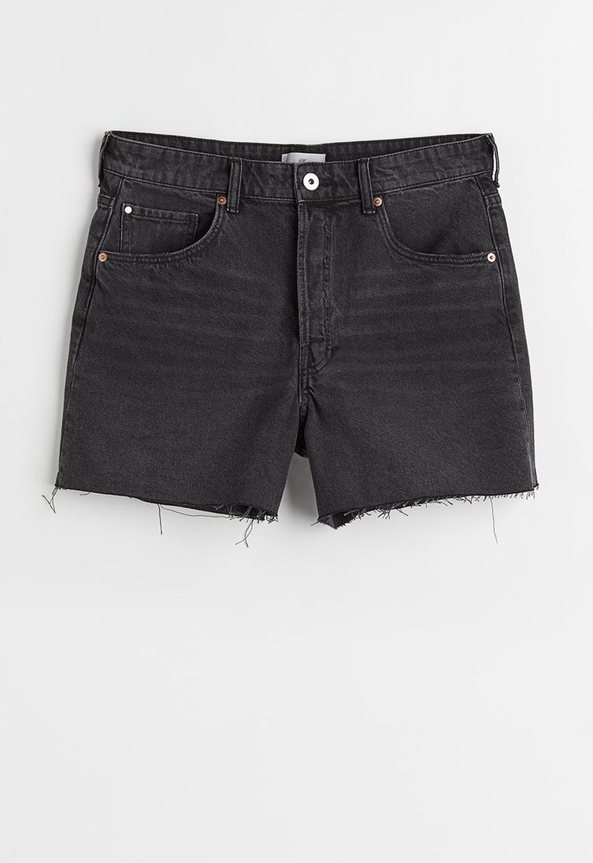 H&M - High waist denim shorts - black
