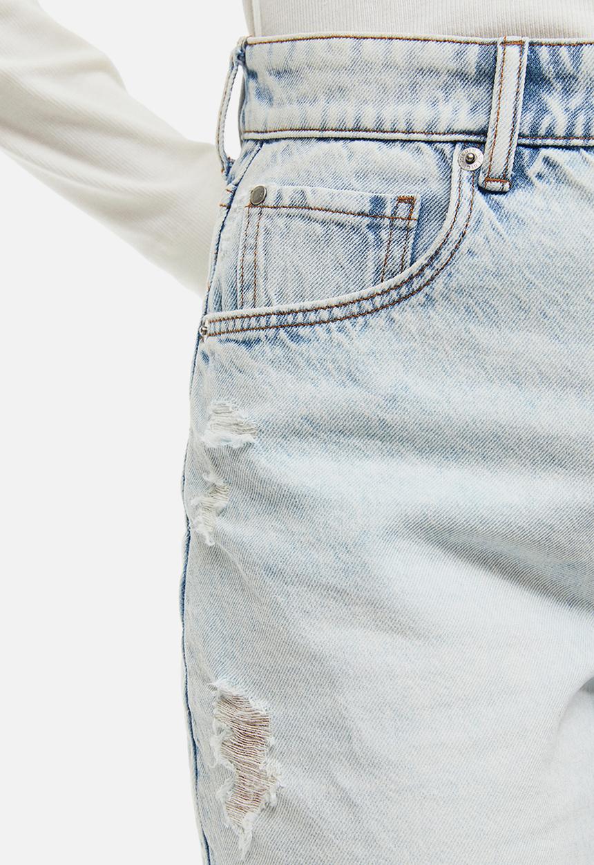 H&M - High waist denim shorts - light denim blue 