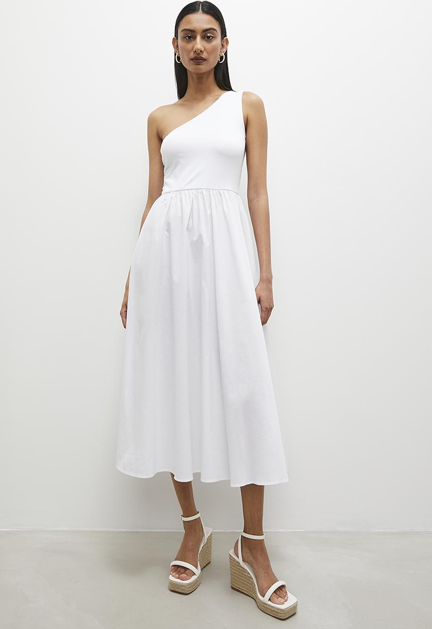Superbalist - Asym combo midi dress - white