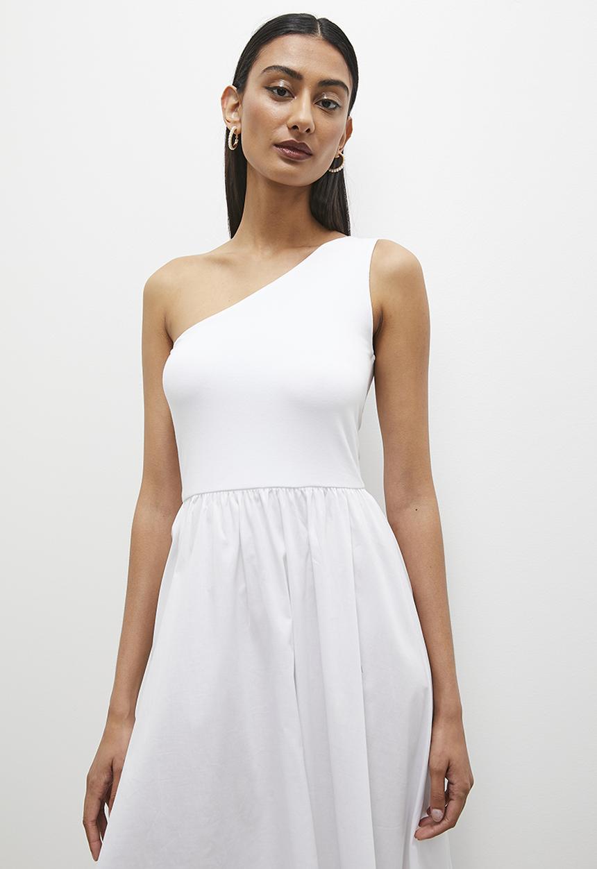Superbalist - Asym combo midi dress - white