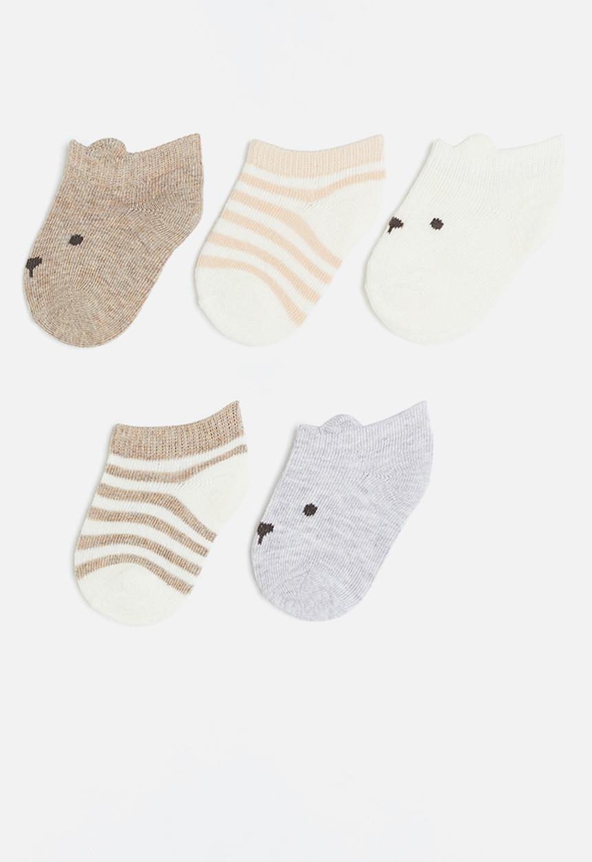 H&M - 5-pack shaftless socks - light grey marl/bear - 1123223003