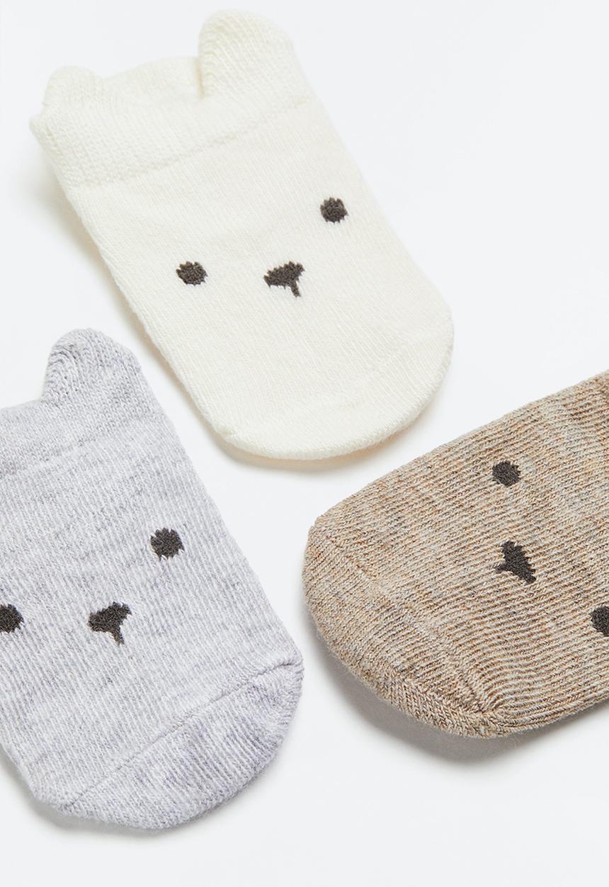 H&M - 5-pack shaftless socks - light grey marl/bear - 1123223003