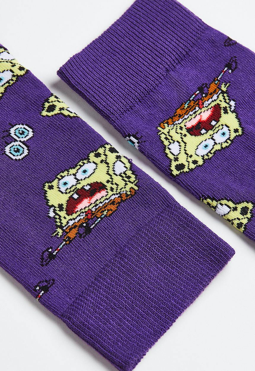 H&M - Motif-detail socks - purple/spongebob