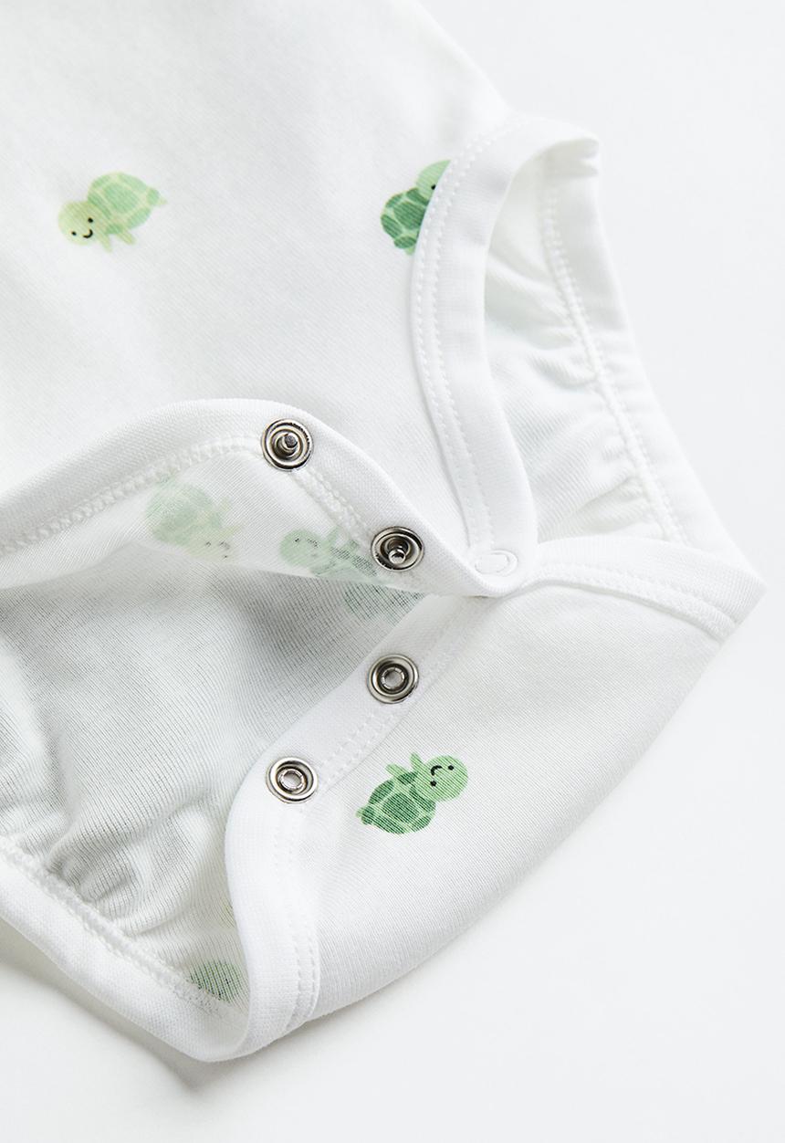 H&M - 2-pack cotton bodysuits - light green/turtles 