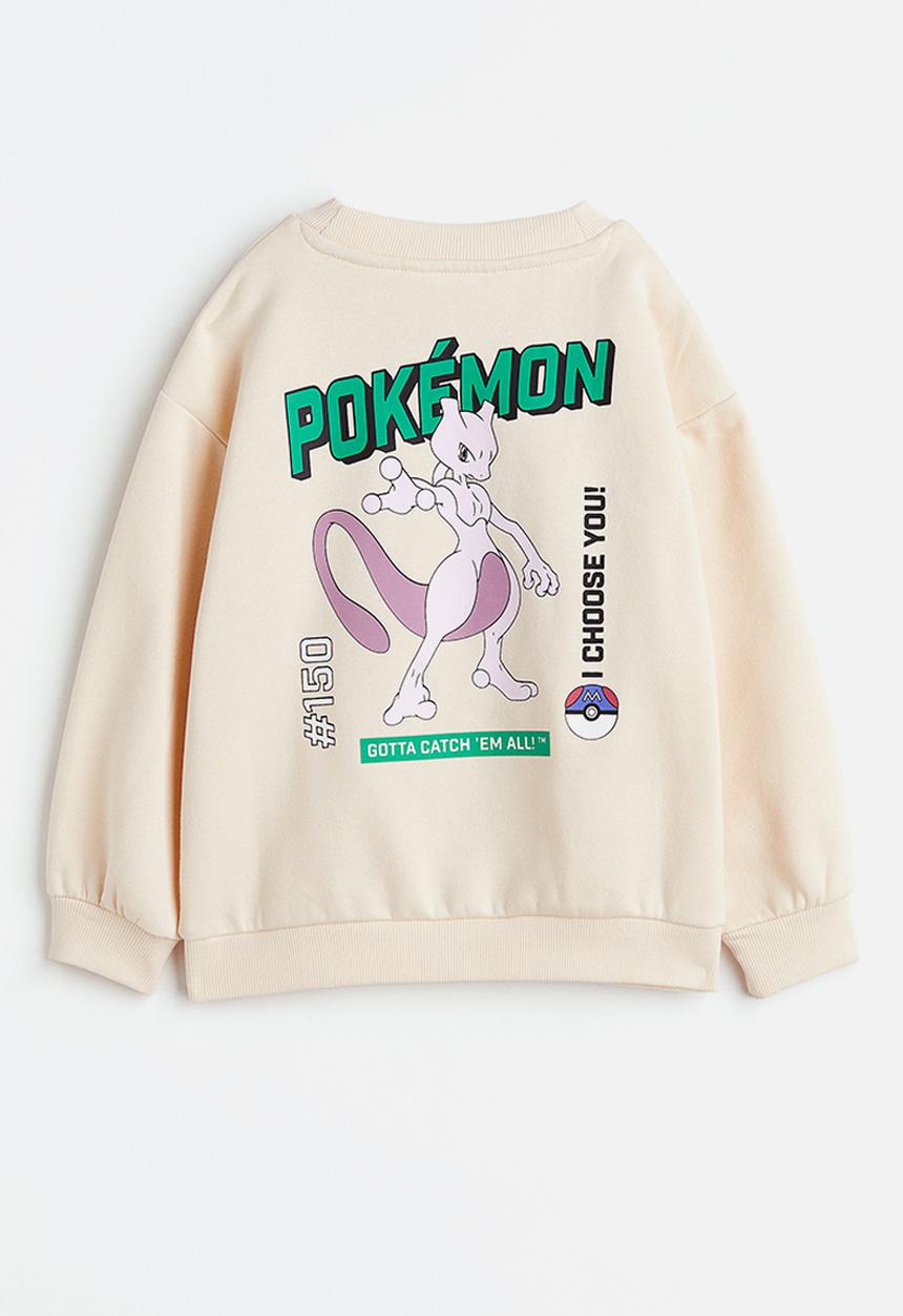 H&M - Oversized printed sweatshirt - light beige/pokémon