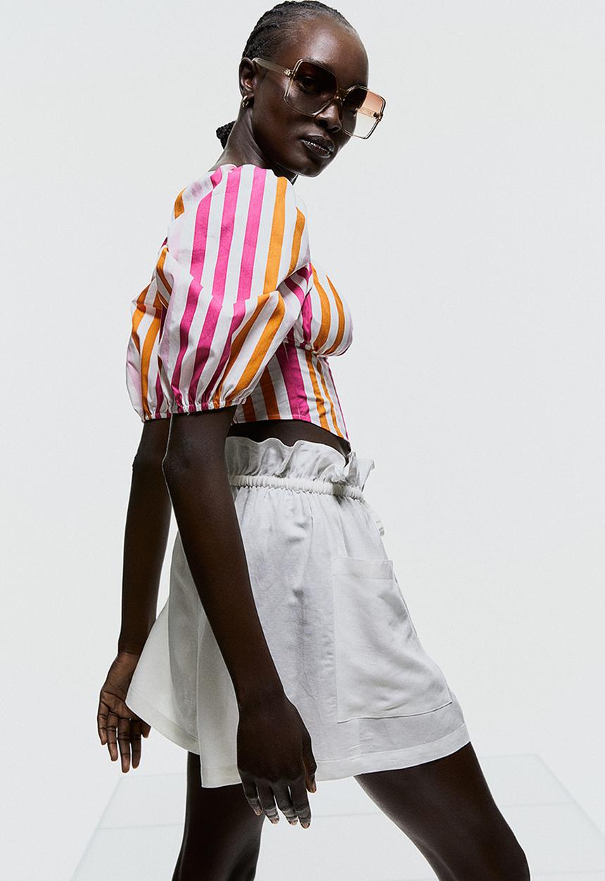 H&M - Paper bag shorts - white