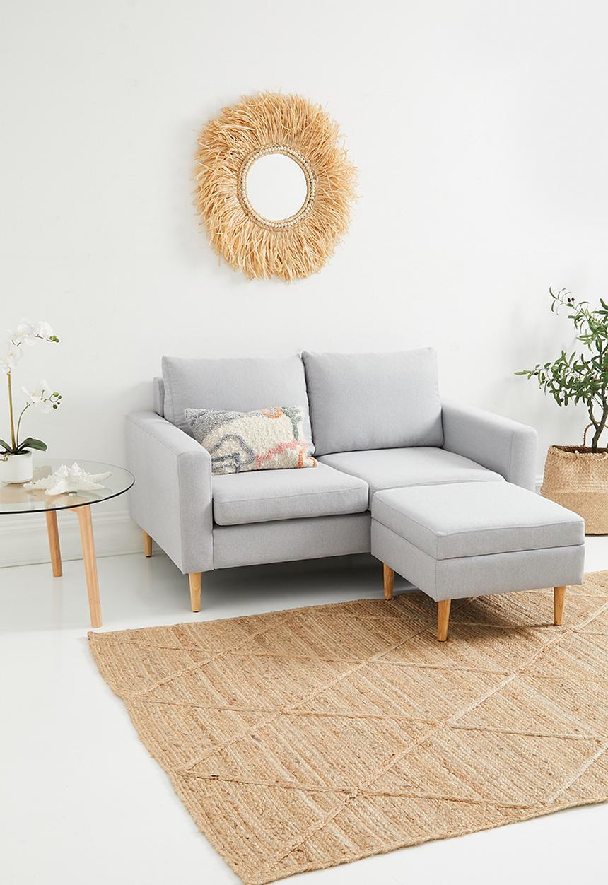 Sixth Floor - Ashton 2 seater sofa with ottoman - grey