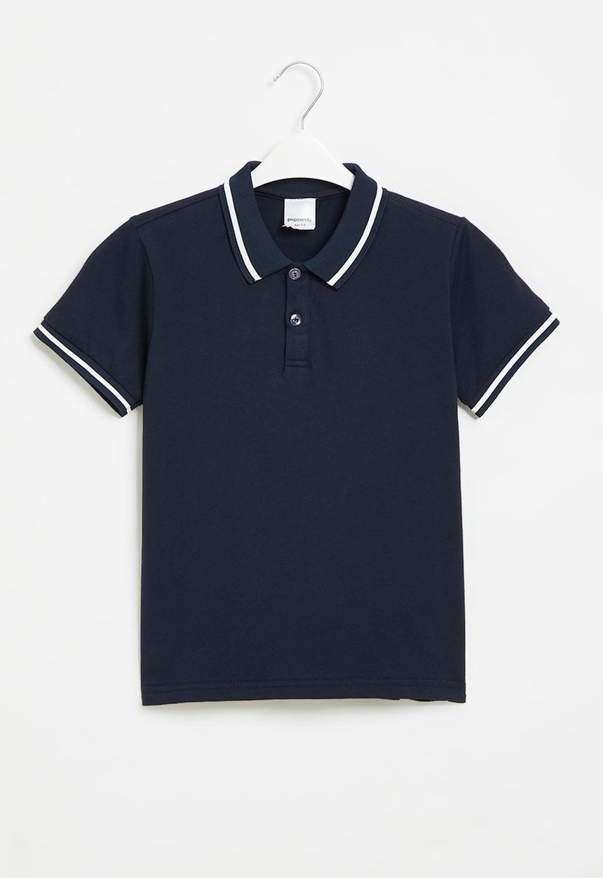 Pop Candy - Boys short sleeve golf shirt - navy & white
