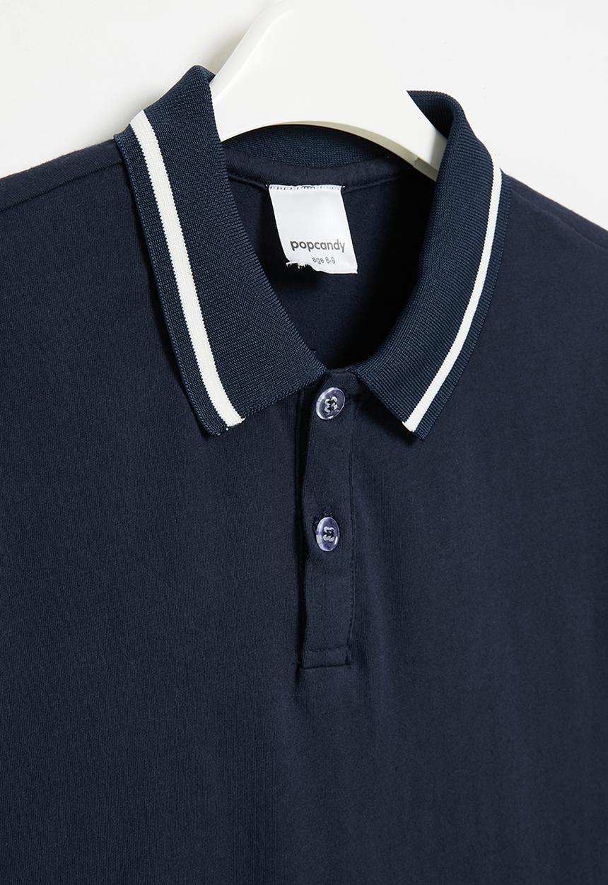 Pop Candy - Boys short sleeve golf shirt - navy & white