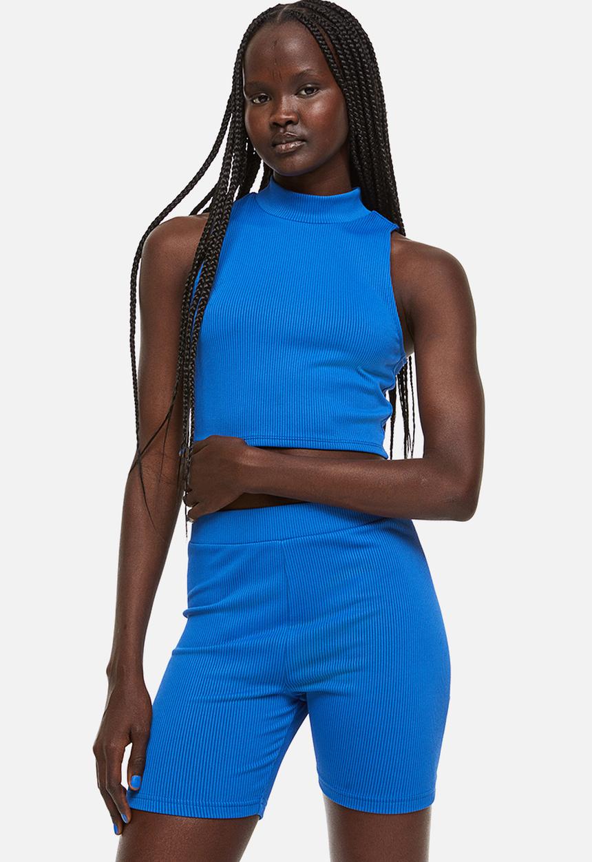 H&M - Ribbed cycling shorts - bright blue 