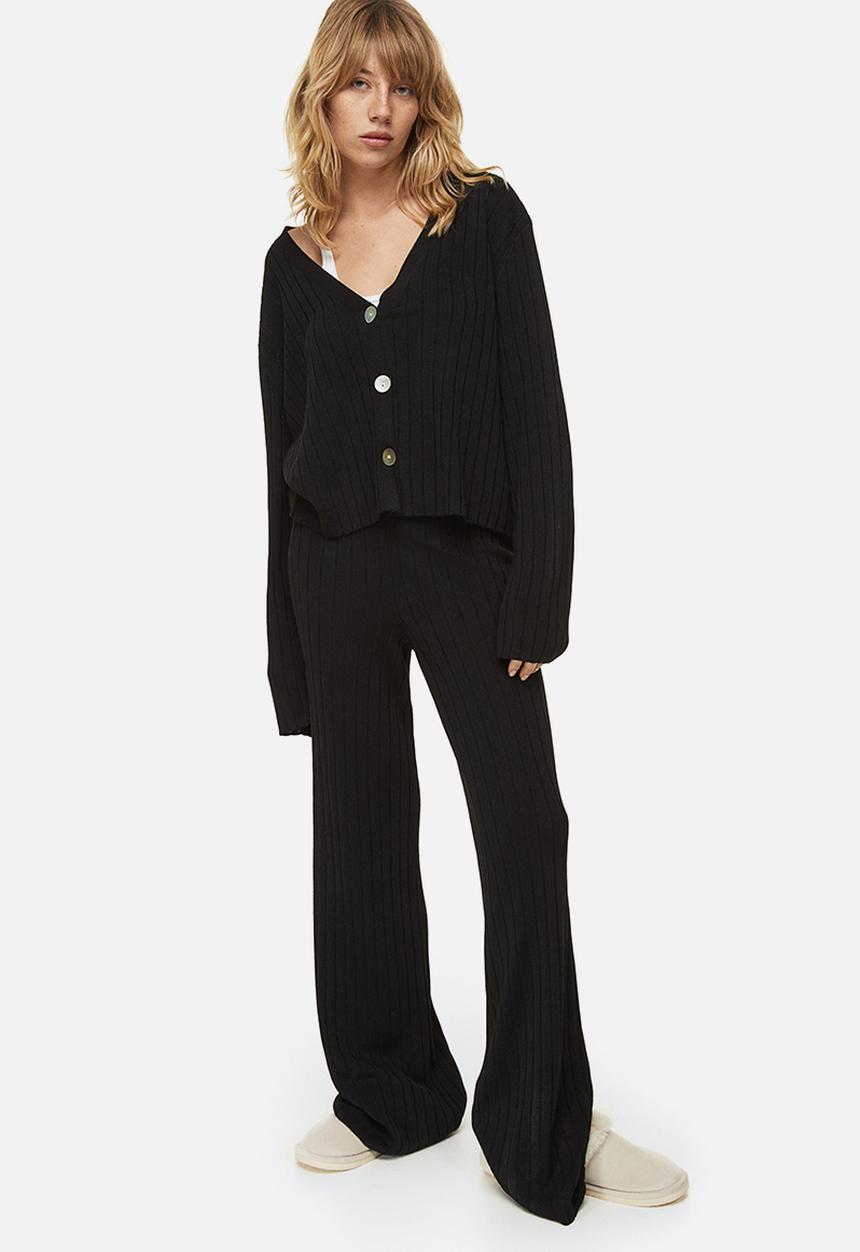 H&M - Rib-knit trousers - black