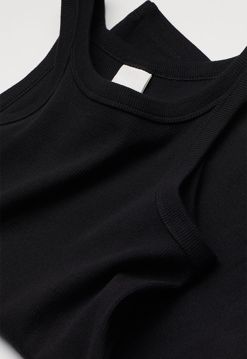 H&M - Ribbed vest top - black