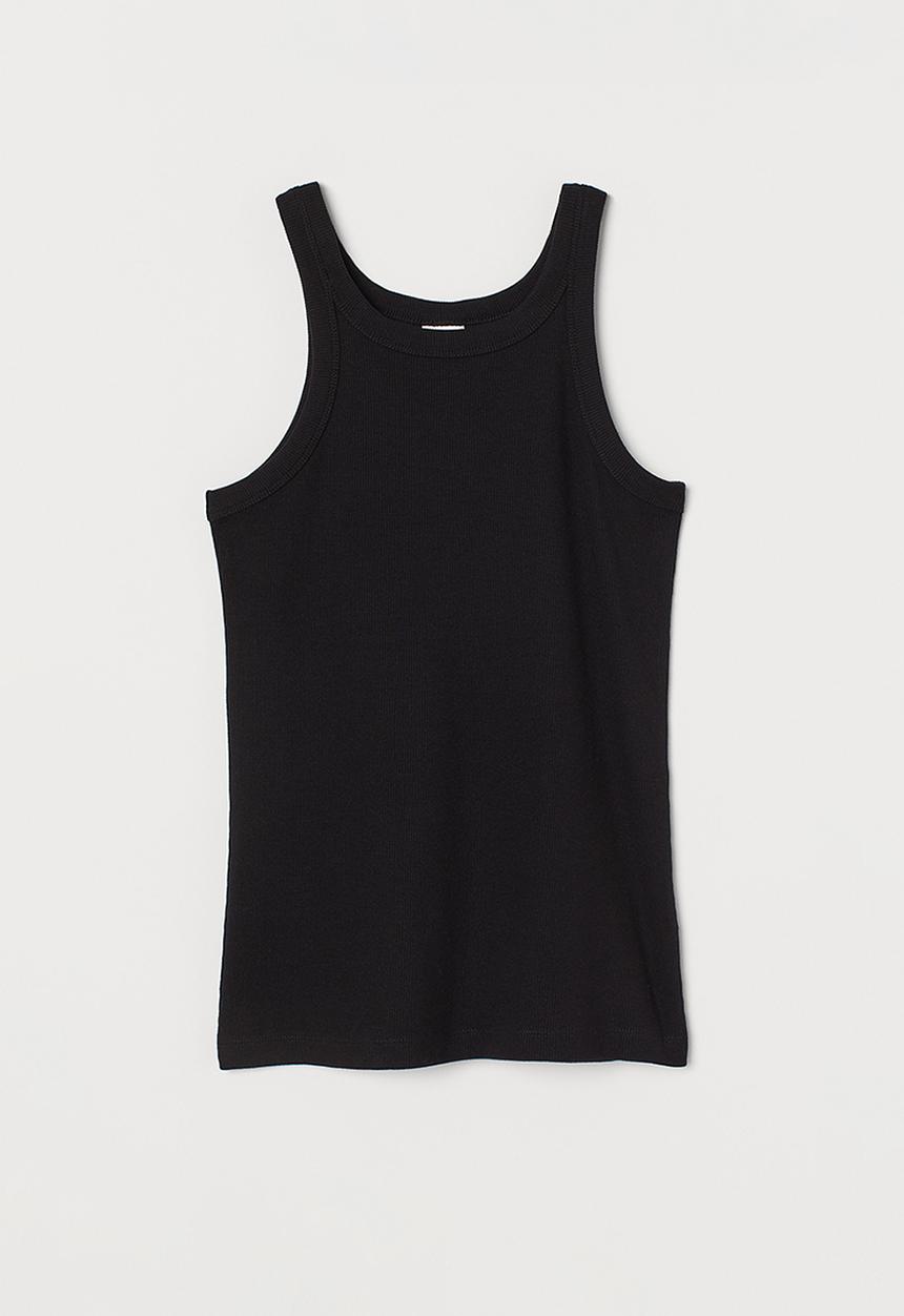H&M - Ribbed vest top - black