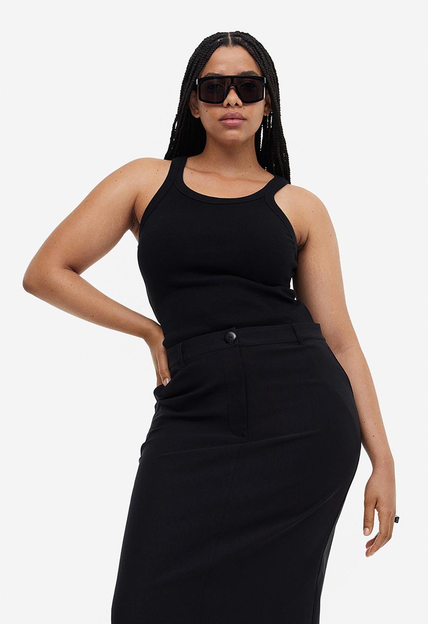 H&M - Ribbed vest top - black