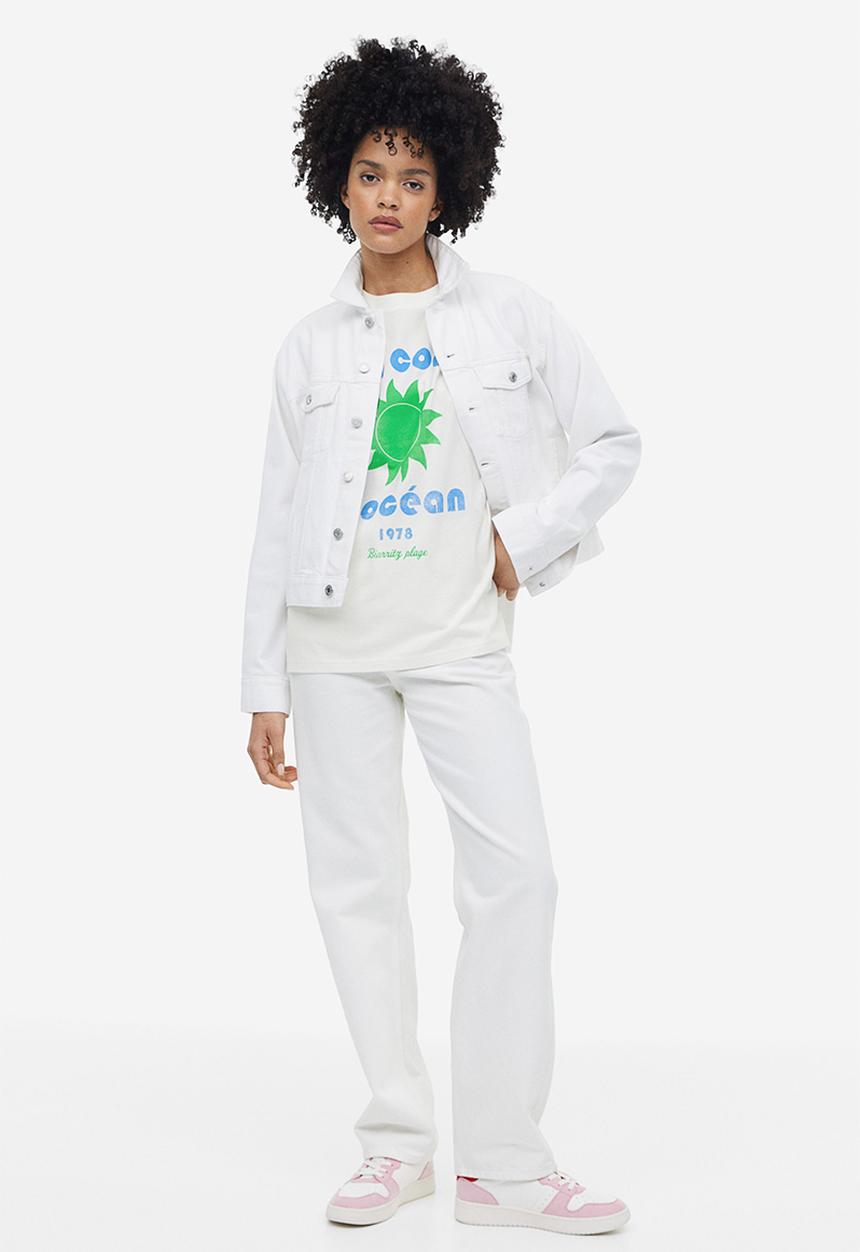 H&M - Printed T-shirt - white/mon coeur