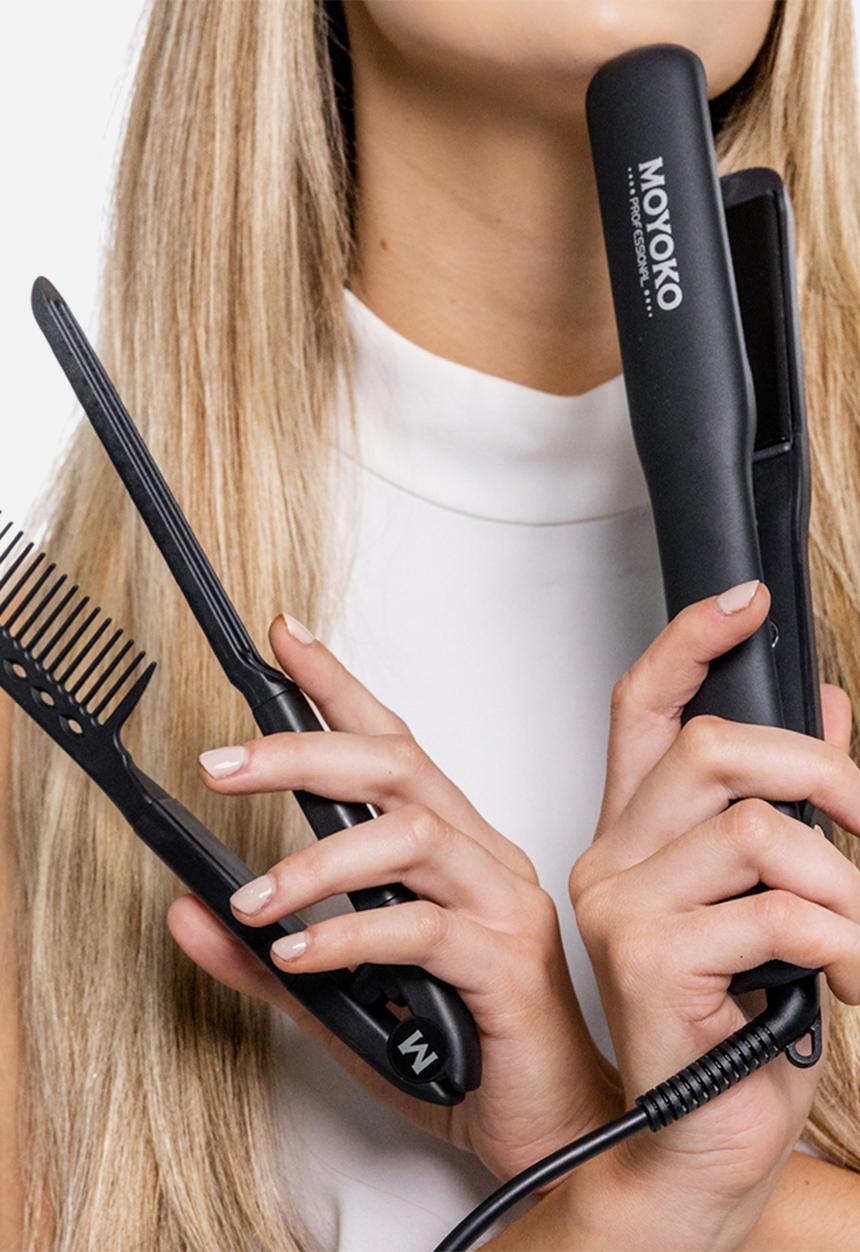 Moyoko Professional - Pro Glider - Hair Straightener Kit - Ceramic Flat Iron - Onyx Black