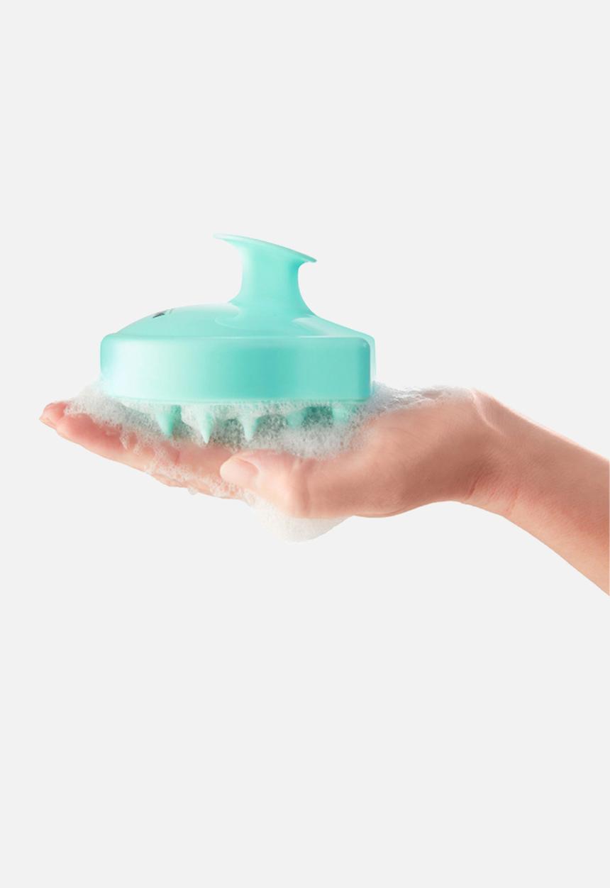 Moyoko Professional - Scalp Exfoliating Brush - Soft Silicone Massaging Bristles - Turquoise