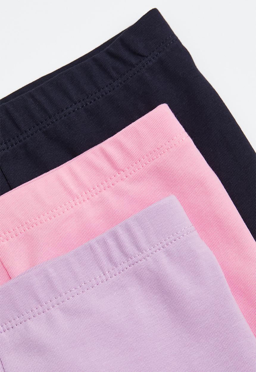 H&M - 3-pack jersey leggings - blue/pink/purple