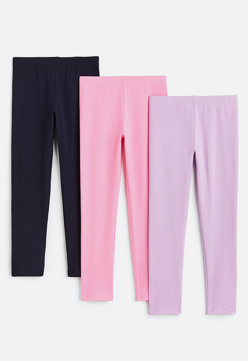 H&M - 3-pack jersey leggings - blue/pink/purple